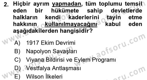 Uluslararası Politika 1 Dersi 2016 - 2017 Yılı (Final) Dönem Sonu Sınav Soruları 2. Soru
