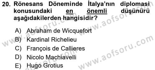 Uluslararası Politika 1 Dersi 2016 - 2017 Yılı (Final) Dönem Sonu Sınav Soruları 20. Soru