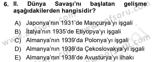 Uluslararası Politika 1 Dersi 2016 - 2017 Yılı (Final) Dönem Sonu Sınav Soruları 6. Soru