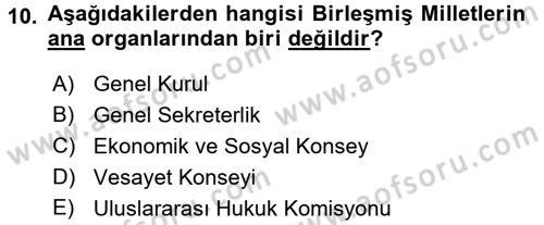 Uluslararası Politika 1 Dersi Ara Sınavı Deneme Sınav Soruları 10. Soru