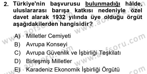 Uluslararası Politika 1 Dersi Ara Sınavı Deneme Sınav Soruları 2. Soru