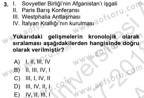 Uluslararası Politika 1 Dersi Ara Sınavı Deneme Sınav Soruları 3. Soru