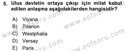 Uluslararası Politika 1 Dersi Ara Sınavı Deneme Sınav Soruları 5. Soru