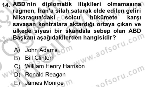 Uluslararası Politika 1 Dersi 2018 - 2019 Yılı Yaz Okulu Sınav Soruları 14. Soru