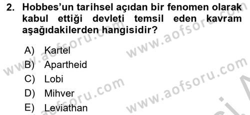 Uluslararası Politika 1 Dersi 2018 - 2019 Yılı Yaz Okulu Sınav Soruları 2. Soru
