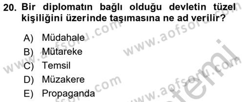 Uluslararası Politika 1 Dersi 2018 - 2019 Yılı Yaz Okulu Sınav Soruları 20. Soru