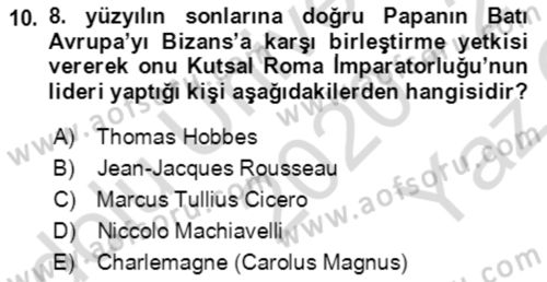 Uluslararası Politika 1 Dersi 2020 - 2021 Yılı Yaz Okulu Sınav Soruları 10. Soru