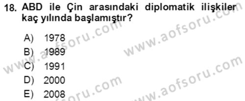 Uluslararası Politika 1 Dersi 2020 - 2021 Yılı Yaz Okulu Sınav Soruları 18. Soru
