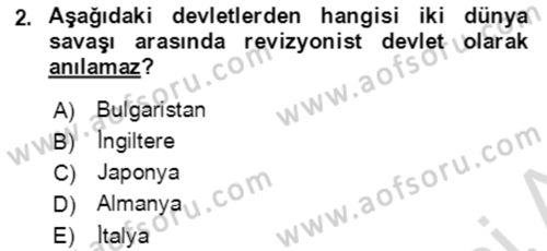 Uluslararası Politika 1 Dersi 2020 - 2021 Yılı Yaz Okulu Sınav Soruları 2. Soru