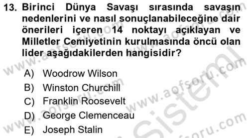 Uluslararası Politika 1 Dersi 2021 - 2022 Yılı (Vize) Ara Sınav Soruları 13. Soru