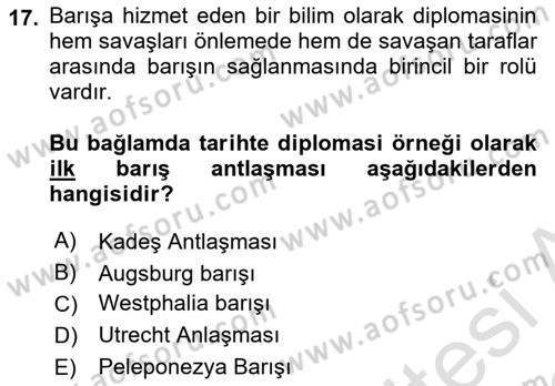 Uluslararası Politika 1 Dersi 2021 - 2022 Yılı (Final) Dönem Sonu Sınav Soruları 17. Soru