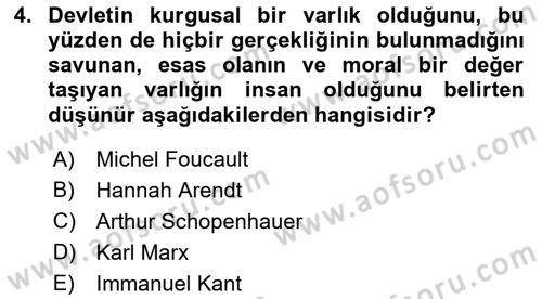 Uluslararası Politika 1 Dersi 2022 - 2023 Yılı (Final) Dönem Sonu Sınav Soruları 4. Soru