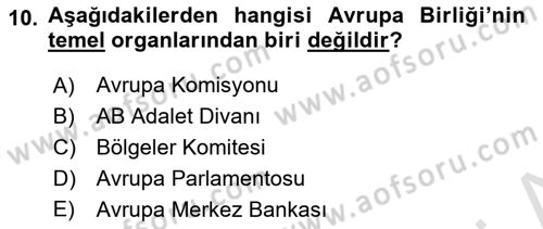 Uluslararası Politika 1 Dersi 2023 - 2024 Yılı (Vize) Ara Sınav Soruları 10. Soru
