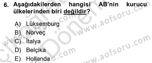 Uluslararası Politika 1 Dersi 2023 - 2024 Yılı (Vize) Ara Sınav Soruları 6. Soru