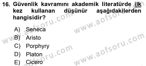 Uluslararası Politika 1 Dersi 2023 - 2024 Yılı (Final) Dönem Sonu Sınav Soruları 16. Soru