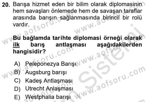 Uluslararası Politika 1 Dersi 2023 - 2024 Yılı (Final) Dönem Sonu Sınav Soruları 20. Soru