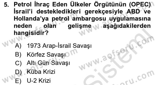 Uluslararası Politika 1 Dersi 2023 - 2024 Yılı (Final) Dönem Sonu Sınav Soruları 5. Soru