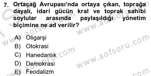 Uluslararası Politika 1 Dersi 2023 - 2024 Yılı (Final) Dönem Sonu Sınav Soruları 7. Soru