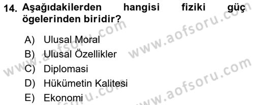 Uluslararası Politika 1 Dersi 2024 - 2025 Yılı (Vize) Ara Sınav Soruları 14. Soru
