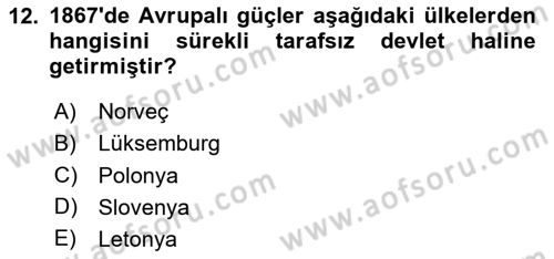 Uluslararası Politika 1 Dersi 2024 - 2025 Yılı (Final) Dönem Sonu Sınav Soruları 12. Soru