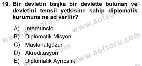 Uluslararası Politika 1 Dersi 2024 - 2025 Yılı (Final) Dönem Sonu Sınav Soruları 19. Soru