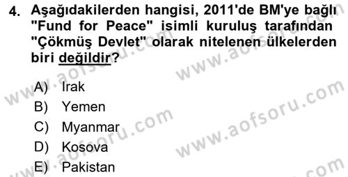 Uluslararası Politika 1 Dersi 2024 - 2025 Yılı (Final) Dönem Sonu Sınav Soruları 4. Soru