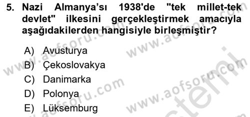 Uluslararası Politika 1 Dersi 2024 - 2025 Yılı (Final) Dönem Sonu Sınav Soruları 5. Soru
