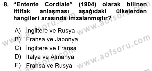 Uluslararası Politika 1 Dersi 2024 - 2025 Yılı (Final) Dönem Sonu Sınav Soruları 8. Soru