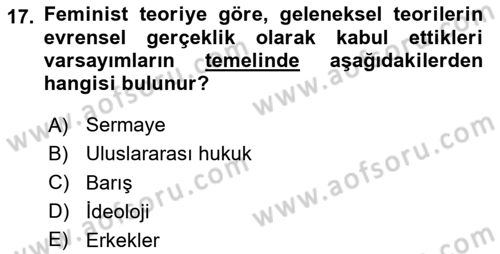 Uluslararası Politika 1 Dersi 2025 - 2026 Yılı (Vize) Ara Sınav Soruları 17. Soru