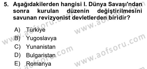 Uluslararası Politika 1 Dersi 2025 - 2026 Yılı (Vize) Ara Sınav Soruları 5. Soru