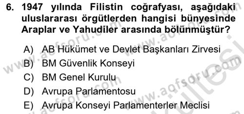 Uluslararası Politika 1 Dersi 2025 - 2026 Yılı (Vize) Ara Sınav Soruları 6. Soru