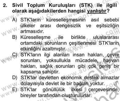 Uluslararası Politika 2 Dersi 2012 - 2013 Yılı (Vize) Ara Sınav Soruları 2. Soru