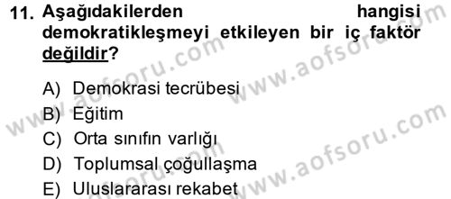 Uluslararası Politika 2 Dersi 2013 - 2014 Yılı (Final) Dönem Sonu Sınav Soruları 11. Soru