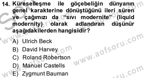 Uluslararası Politika 2 Dersi 2013 - 2014 Yılı (Final) Dönem Sonu Sınav Soruları 14. Soru
