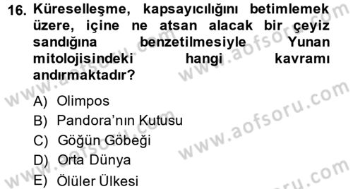 Uluslararası Politika 2 Dersi 2013 - 2014 Yılı (Final) Dönem Sonu Sınav Soruları 16. Soru