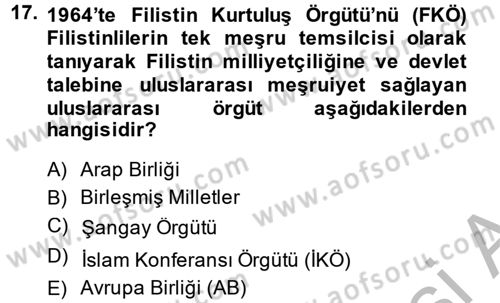 Uluslararası Politika 2 Dersi 2013 - 2014 Yılı (Final) Dönem Sonu Sınav Soruları 17. Soru