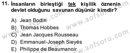 Uluslararası Politika 2 Dersi 2014 - 2015 Yılı (Vize) Ara Sınav Soruları 11. Soru