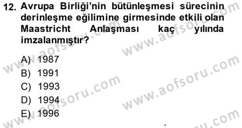 Uluslararası Politika 2 Dersi 2014 - 2015 Yılı (Vize) Ara Sınav Soruları 12. Soru