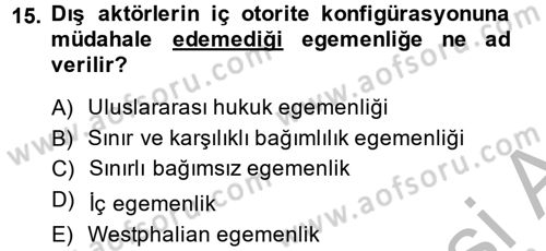 Uluslararası Politika 2 Dersi 2014 - 2015 Yılı (Vize) Ara Sınav Soruları 15. Soru