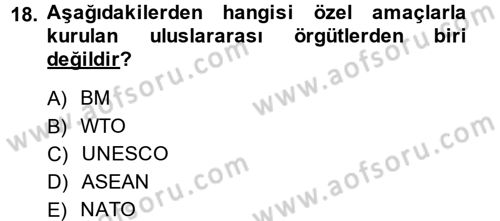 Uluslararası Politika 2 Dersi 2014 - 2015 Yılı (Vize) Ara Sınav Soruları 18. Soru