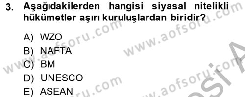Uluslararası Politika 2 Dersi 2014 - 2015 Yılı (Vize) Ara Sınav Soruları 3. Soru