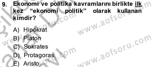 Uluslararası Politika 2 Dersi 2014 - 2015 Yılı (Vize) Ara Sınav Soruları 9. Soru