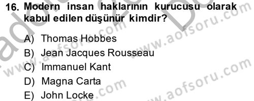 Uluslararası Politika 2 Dersi 2014 - 2015 Yılı (Final) Dönem Sonu Sınav Soruları 16. Soru