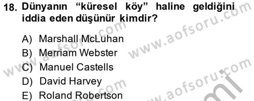 Uluslararası Politika 2 Dersi 2014 - 2015 Yılı (Final) Dönem Sonu Sınav Soruları 18. Soru
