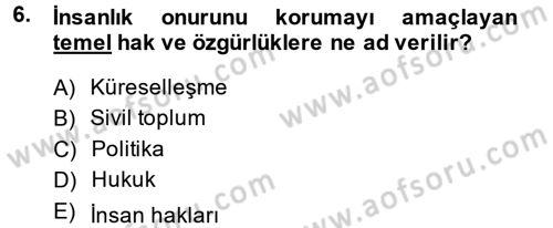 Uluslararası Politika 2 Dersi 2014 - 2015 Yılı (Final) Dönem Sonu Sınav Soruları 6. Soru