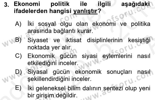 Uluslararası Politika 2 Dersi 2015 - 2016 Yılı (Vize) Ara Sınavı 3. Soru