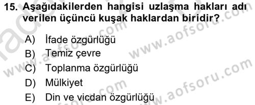 Uluslararası Politika 2 Dersi 2015 - 2016 Yılı (Final) Dönem Sonu Sınav Soruları 15. Soru