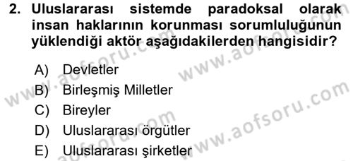 Uluslararası Politika 2 Dersi 2015 - 2016 Yılı (Final) Dönem Sonu Sınav Soruları 2. Soru
