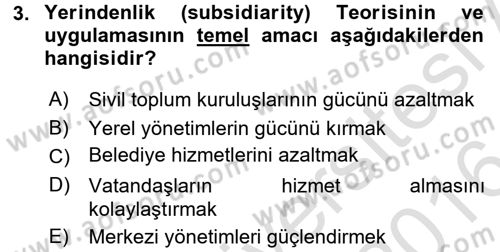 Uluslararası Politika 2 Dersi 2015 - 2016 Yılı (Final) Dönem Sonu Sınav Soruları 3. Soru