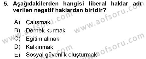 Uluslararası Politika 2 Dersi 2015 - 2016 Yılı (Final) Dönem Sonu Sınav Soruları 5. Soru
